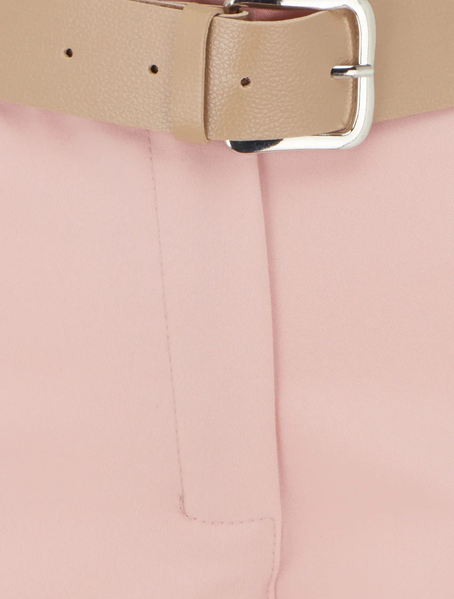Short uni à ourlet et ceinturé - Rose - Image 3