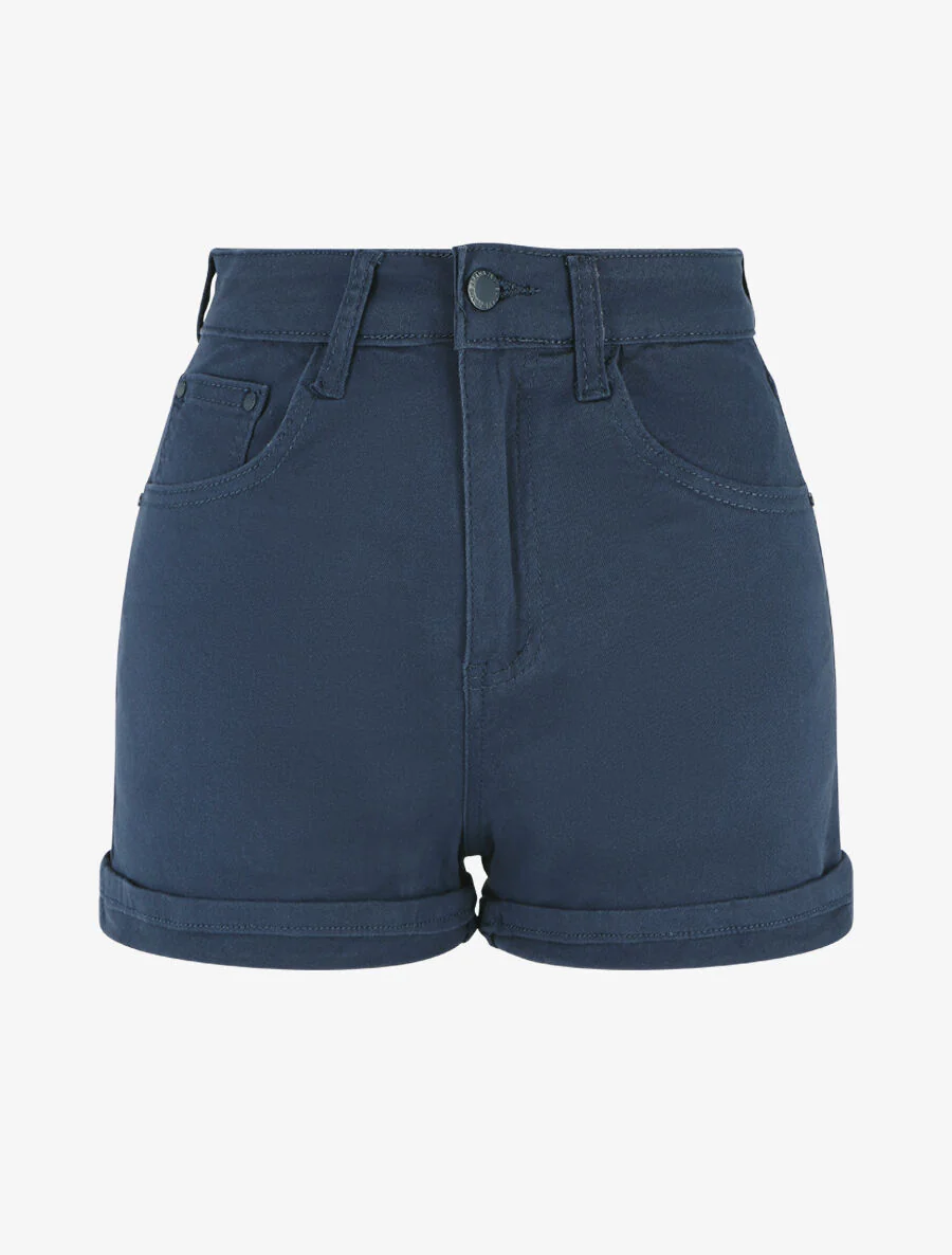 Short uni à ourlets - Marine