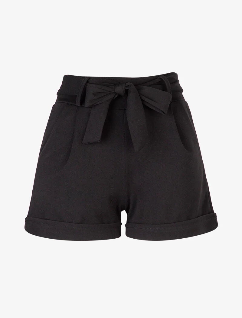 Short uni à ourlets - noir