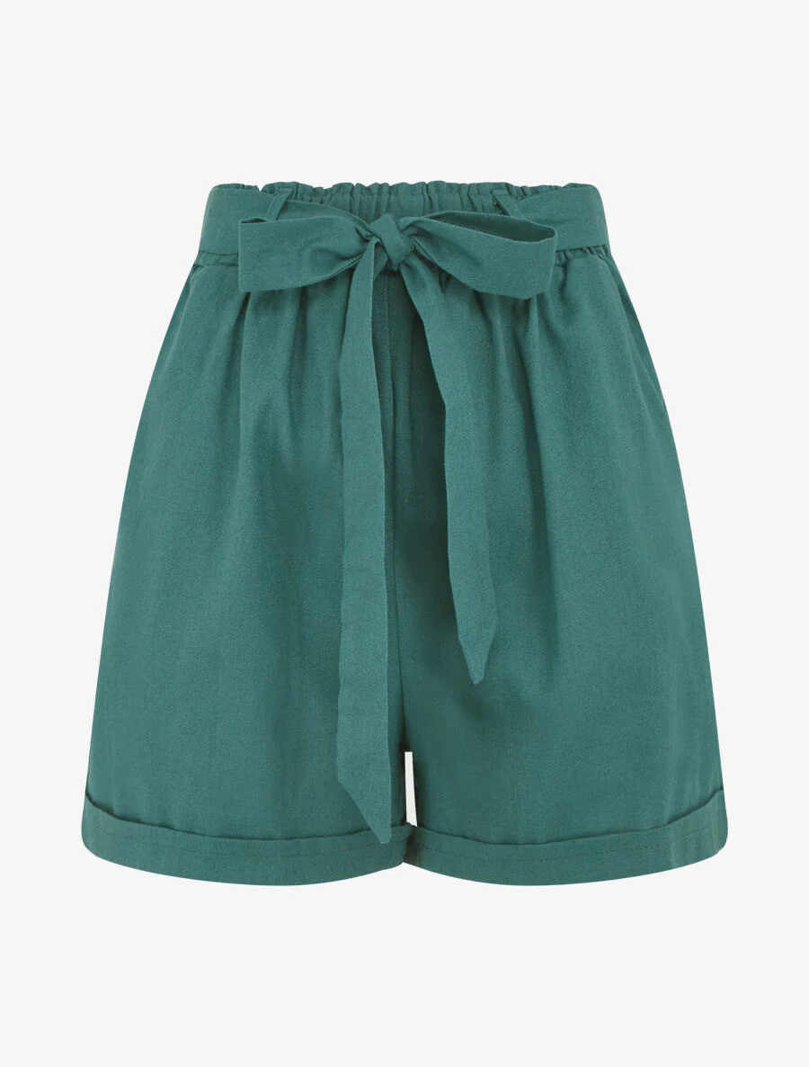 Short uni à revers - Bleu canard