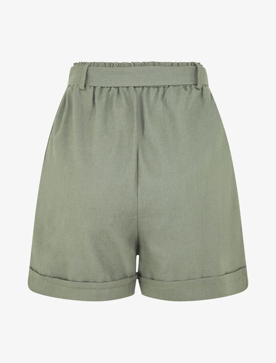 Short uni à revers - Kaki - Image 2