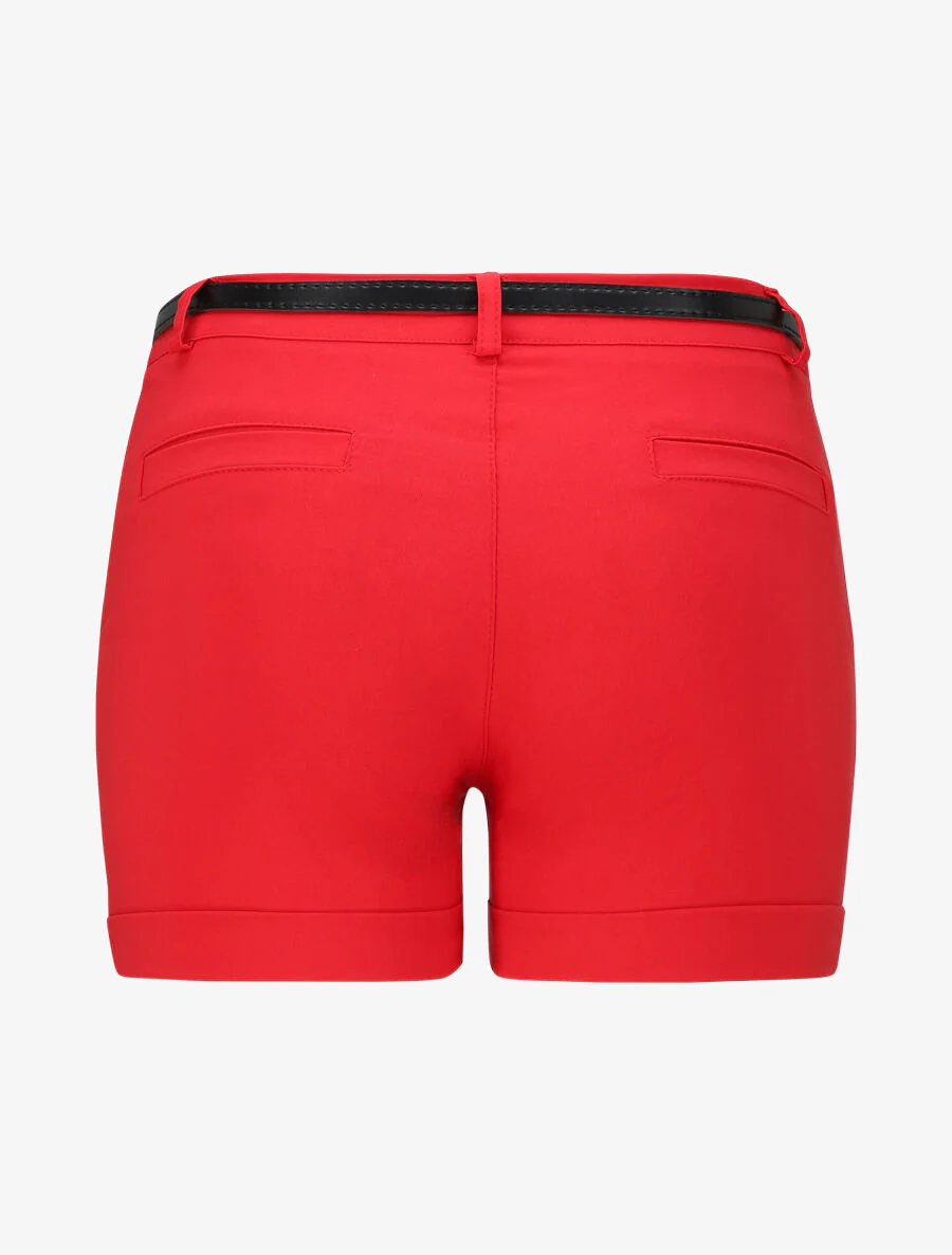 Short uni à revers - Rouge - Image 2