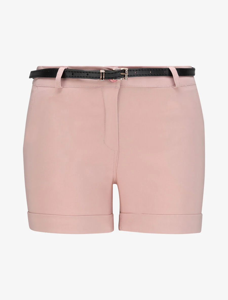 Short uni à revers - Rose