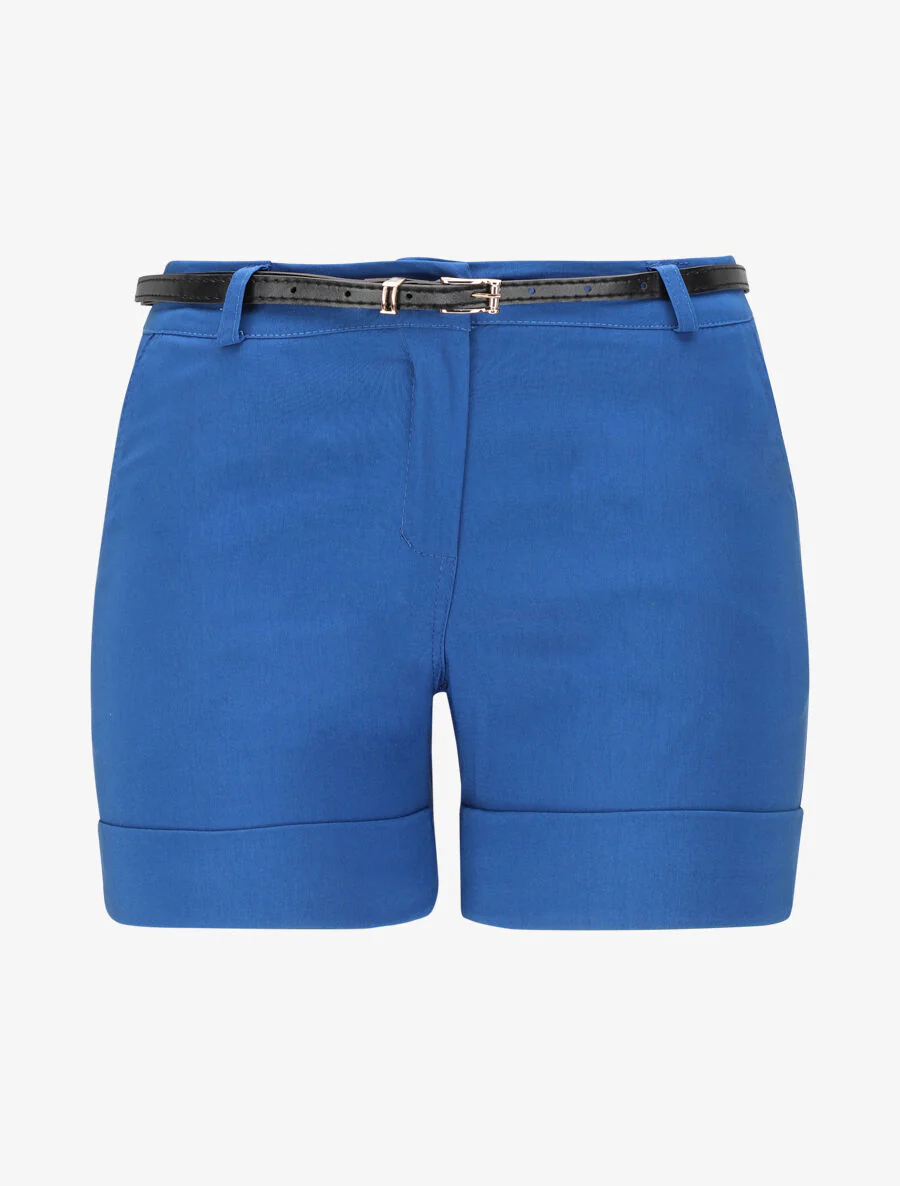 Short uni à revers - Bleu roi