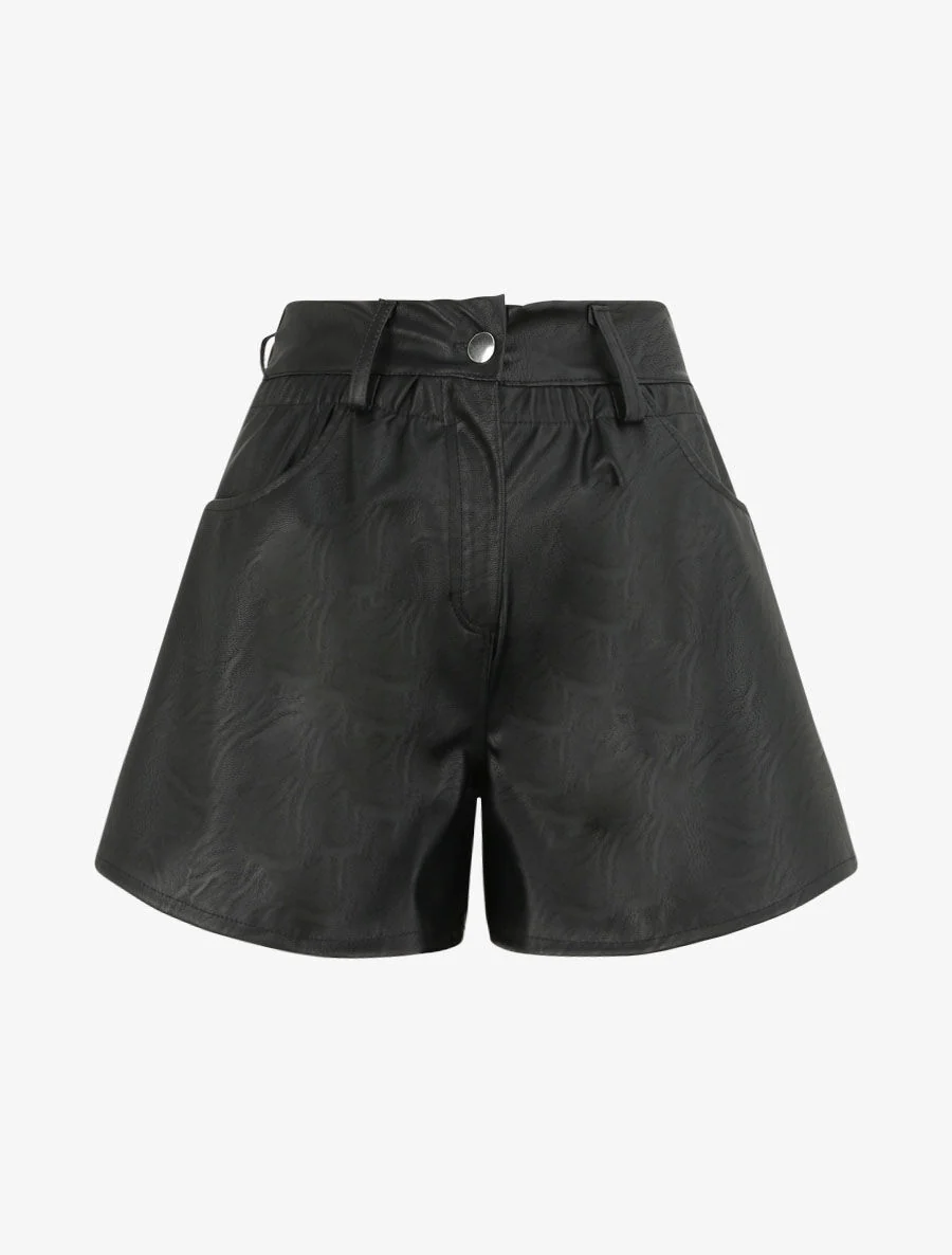 Short uni à taille élastiquée - Noir