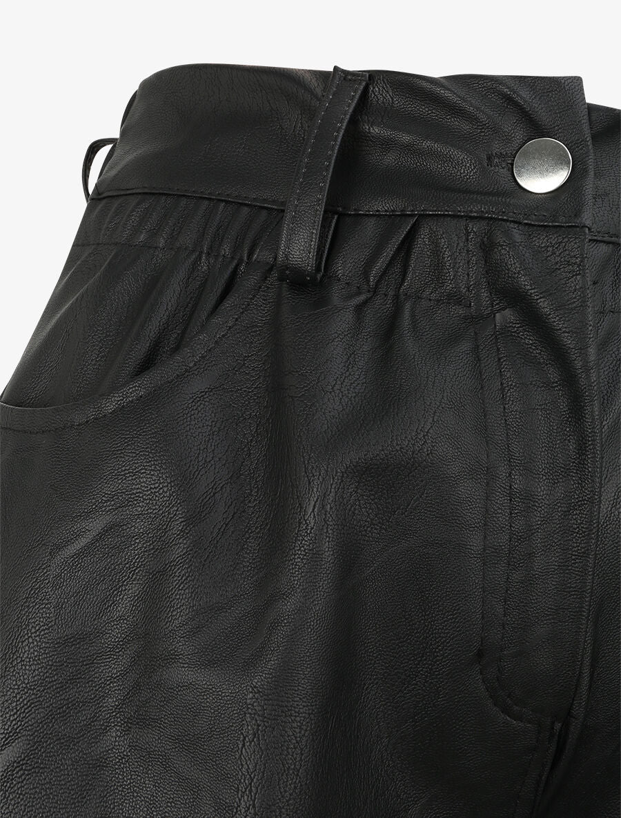 Short uni à taille élastiquée - Noir - Image 3