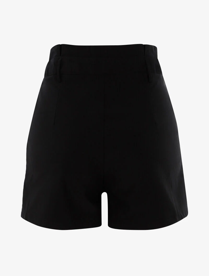 Short uni à taille volantée - noir - Image 2