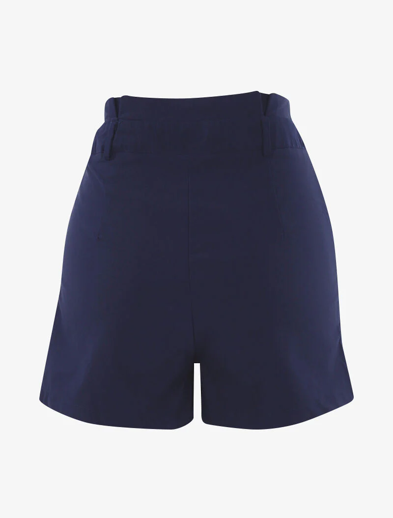 Short uni à taille volantée - marine - Image 2