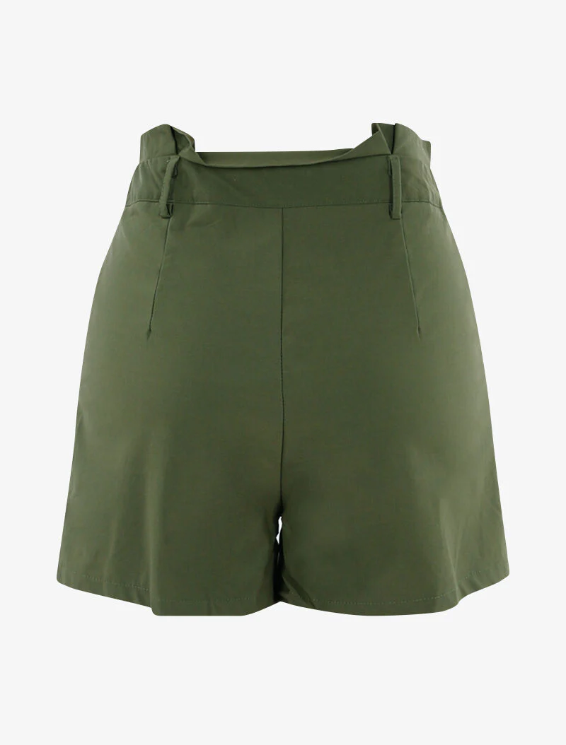 Short uni à taille volantée - kaki - Image 2