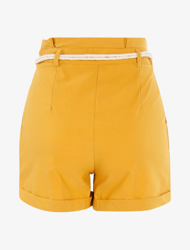Short uni avec ceinture style corde - jaune - Image 2