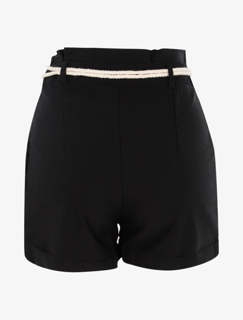 Short uni avec ceinture style corde - noir - Image 2