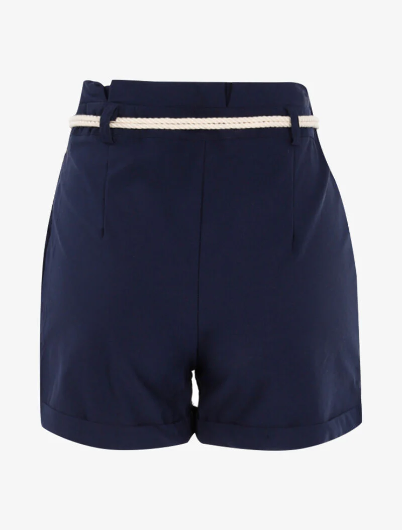 Short uni avec ceinture style corde - marine - Image 2