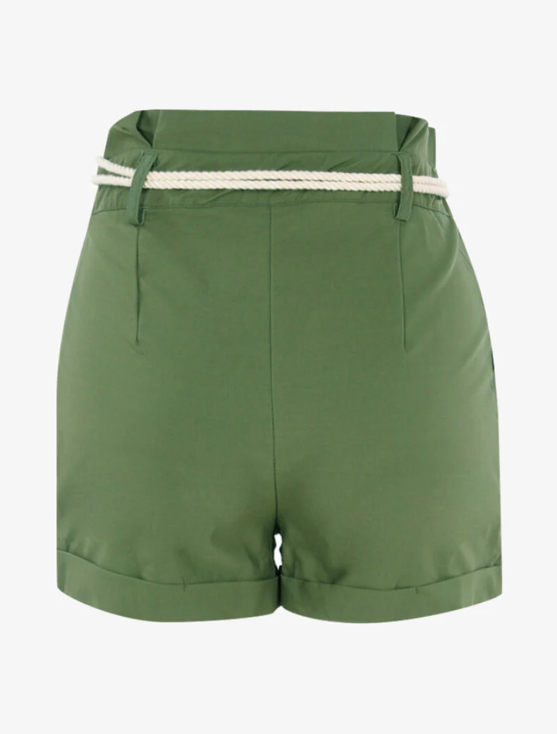 Short uni avec ceinture style corde - kaki - Image 2