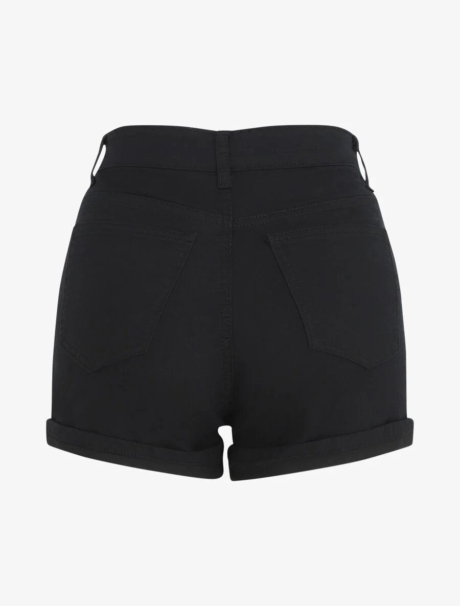 Short uni coupe droite - Noir - Image 2