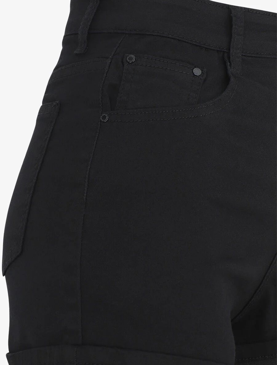 Short uni coupe droite - Noir - Image 3