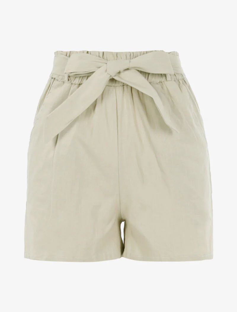Short uni effet toile - beige - Image 4