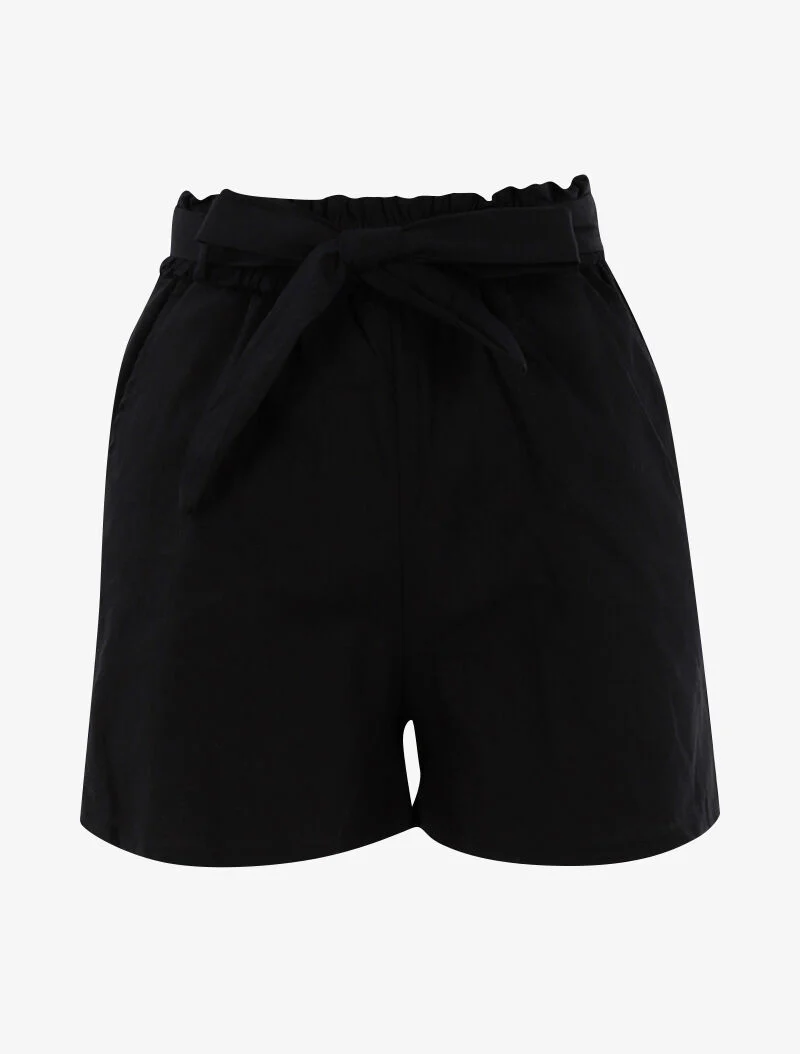 Short uni effet toile - noir