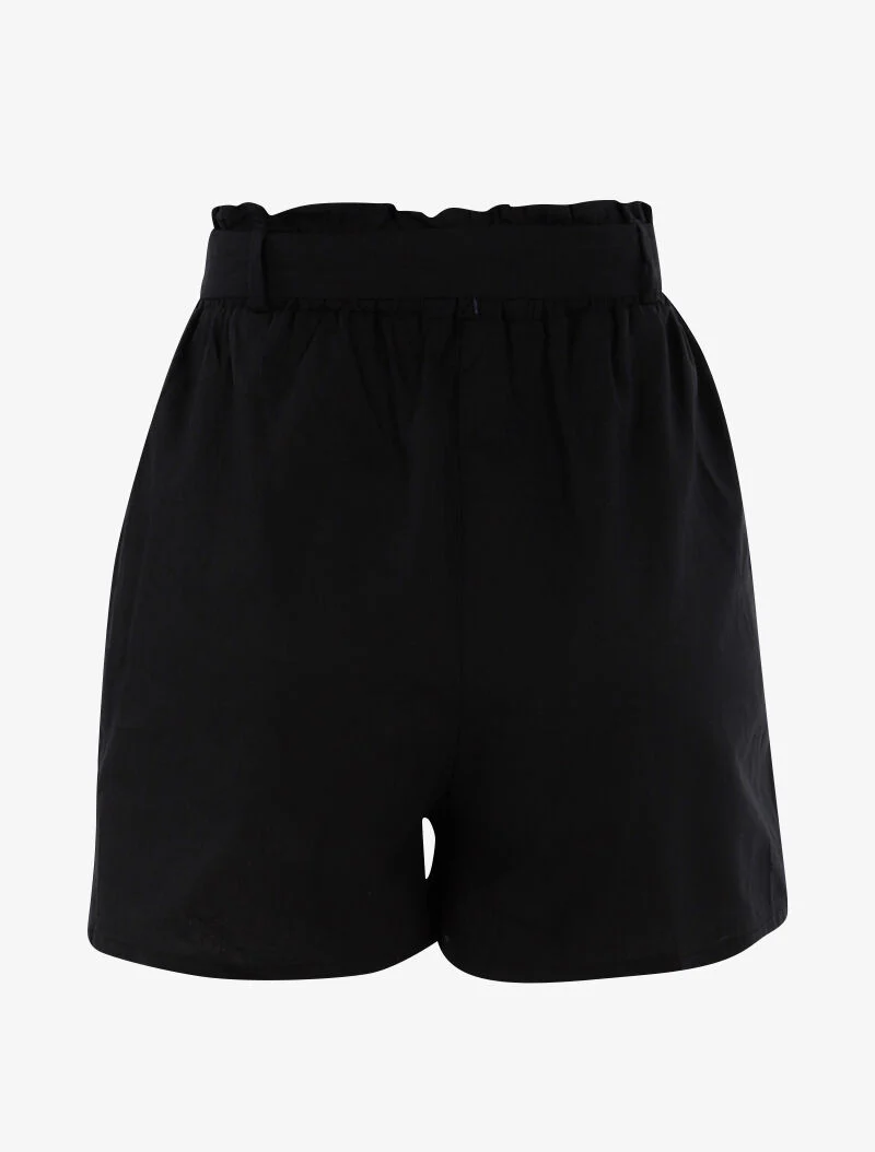 Short uni effet toile - noir - Image 2