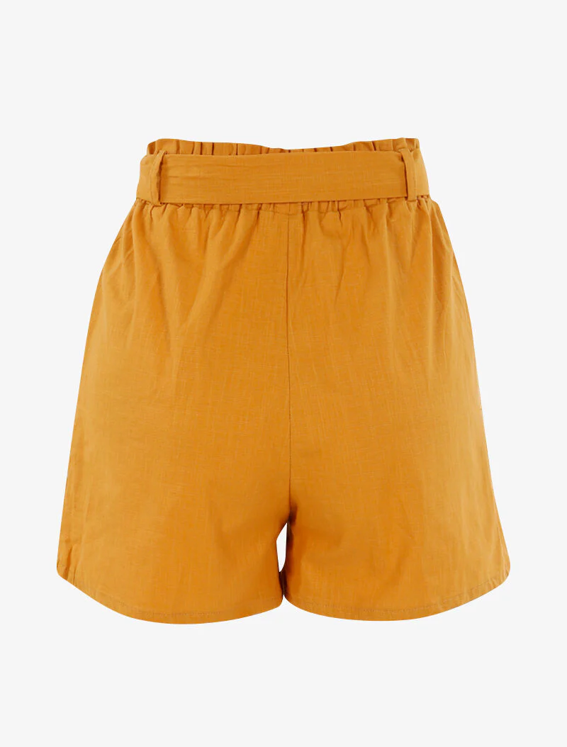 Short uni effet toile - jaune - Image 2