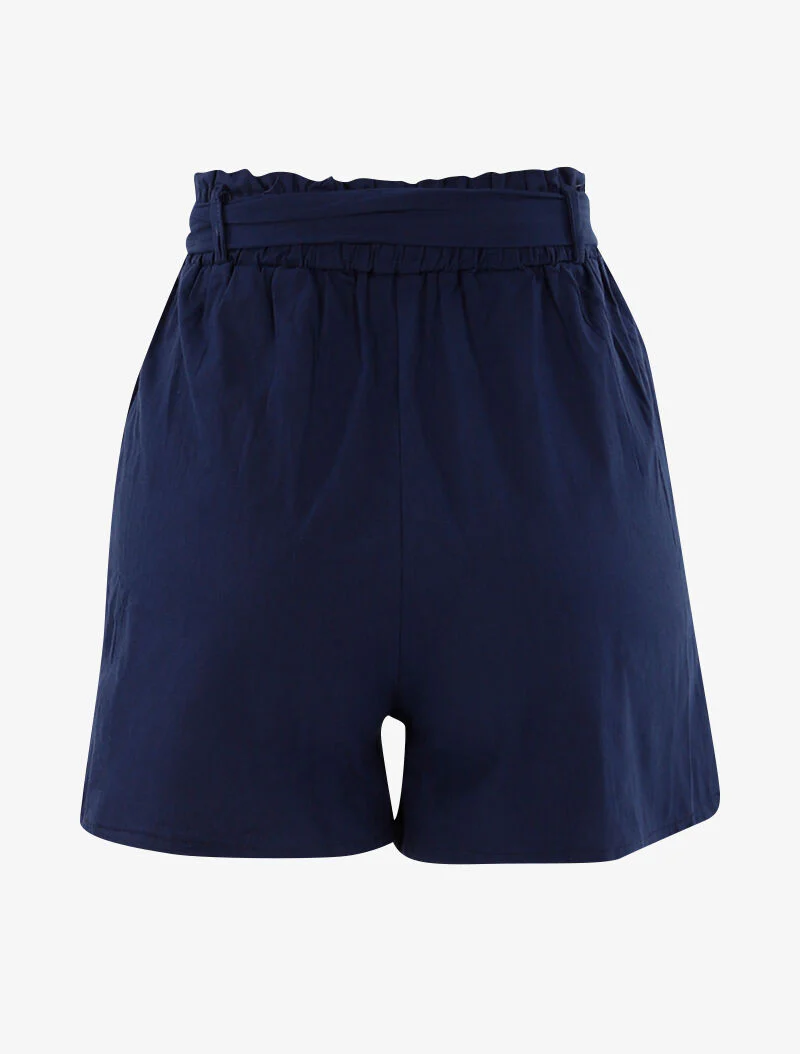 Short uni effet toile - bleu indigo - Image 2