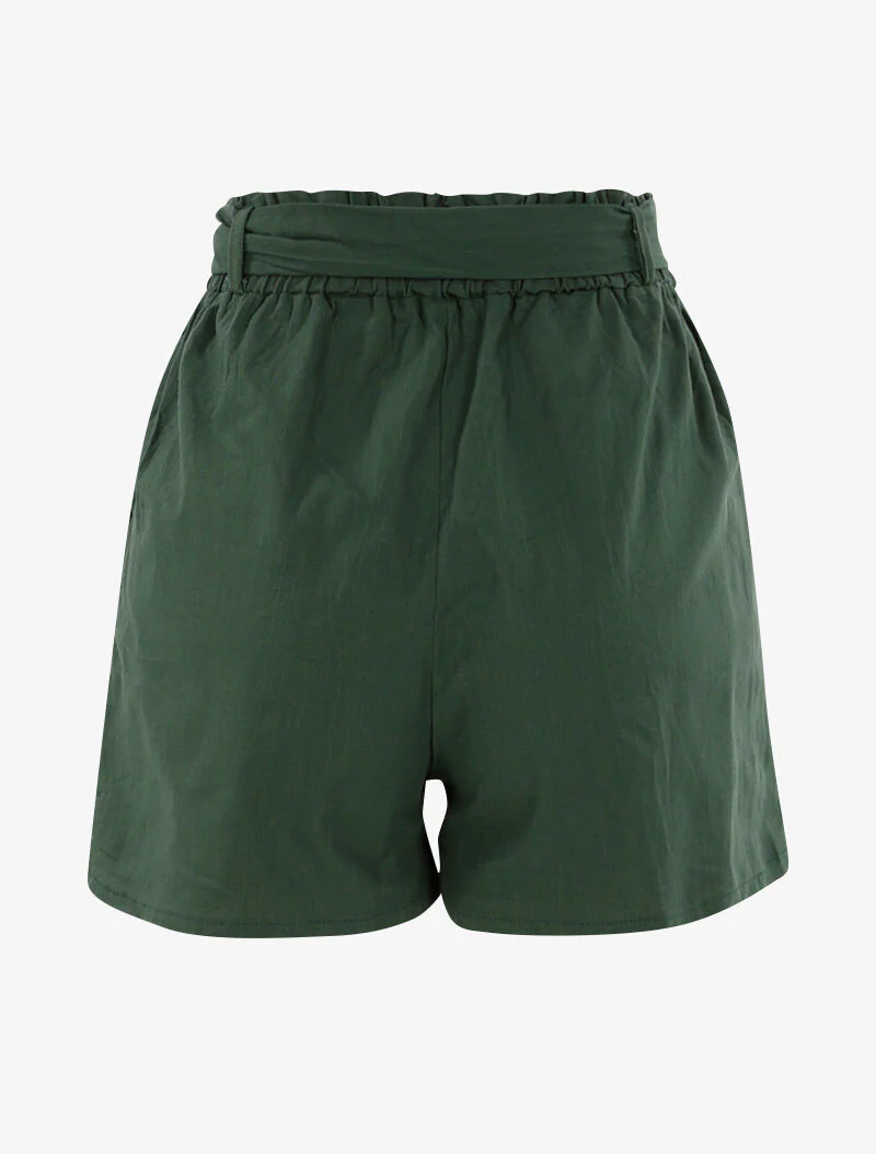 Short uni effet toile - kaki - Image 2