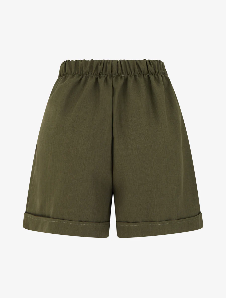 Short uni élastiqué - Kaki - Image 2