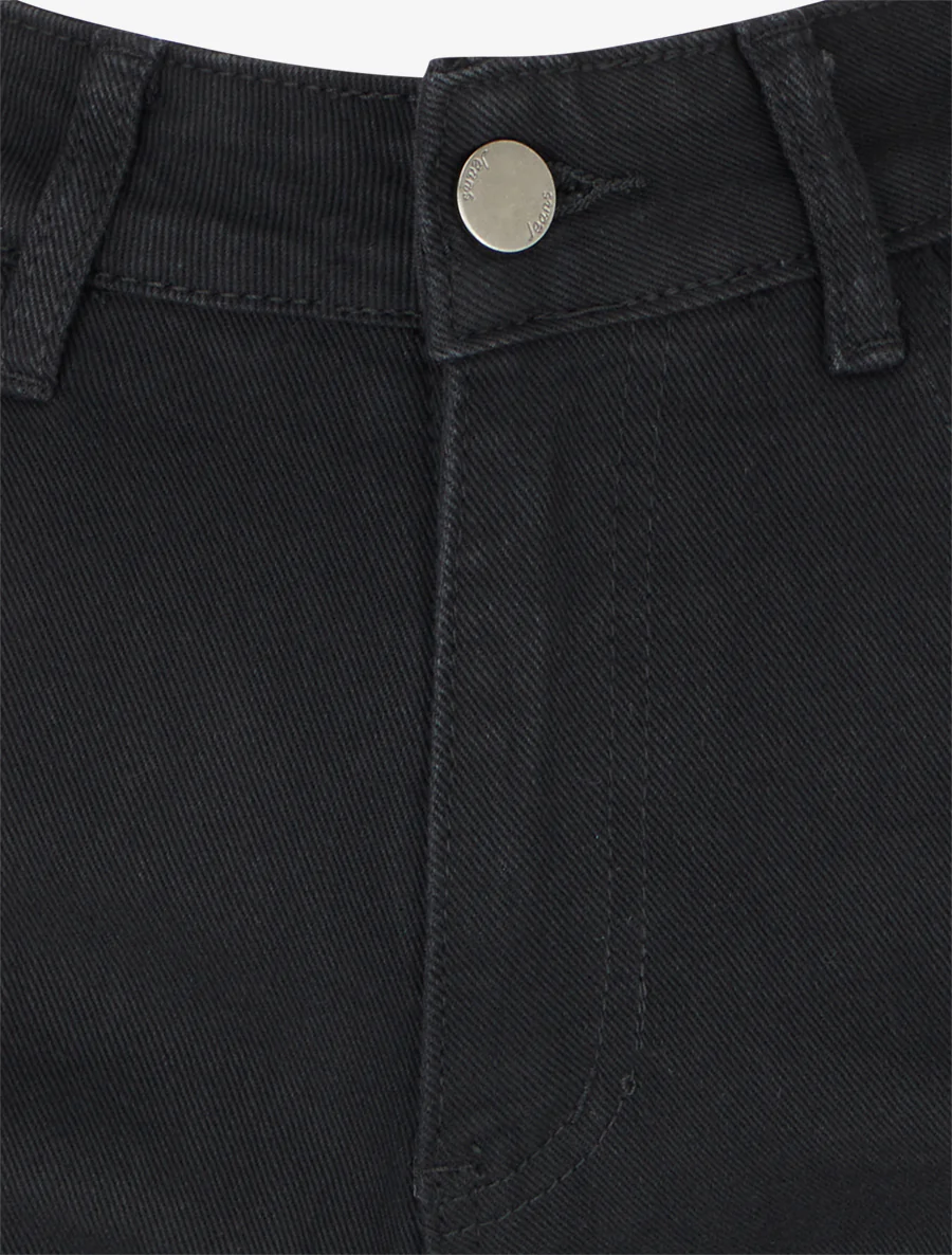 Short uni en jean à revers - Noir - Image 3