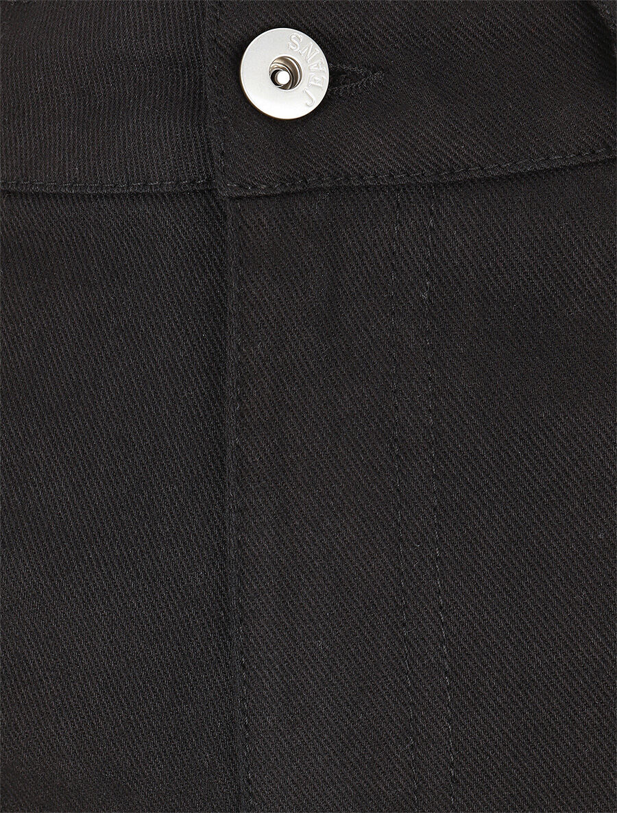 Short uni en jean à revers - Noir - Image 3
