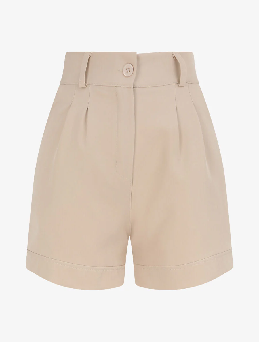 Short uni et bords à revers - Beige