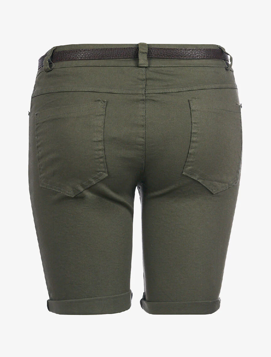 Short uni lacéré - kaki - Image 2