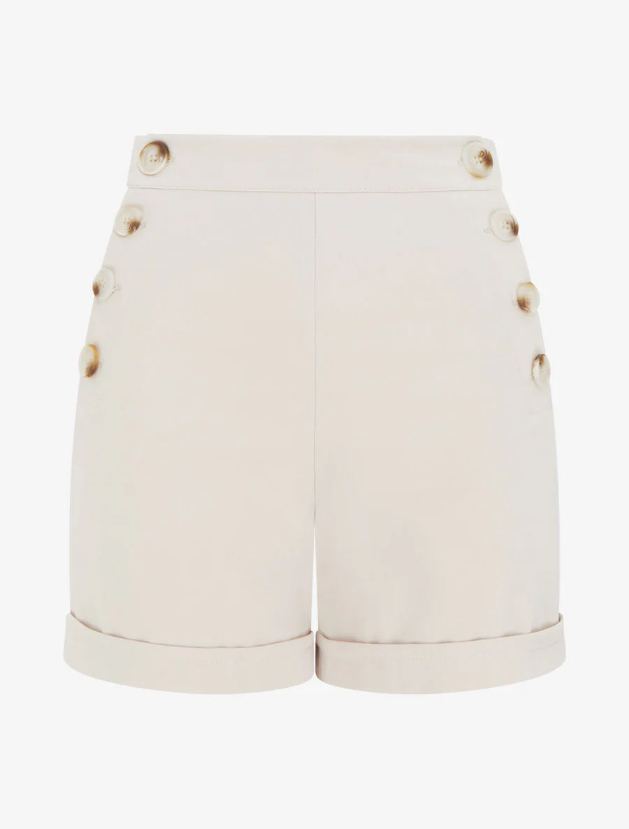 Short uni taille haute - Beige