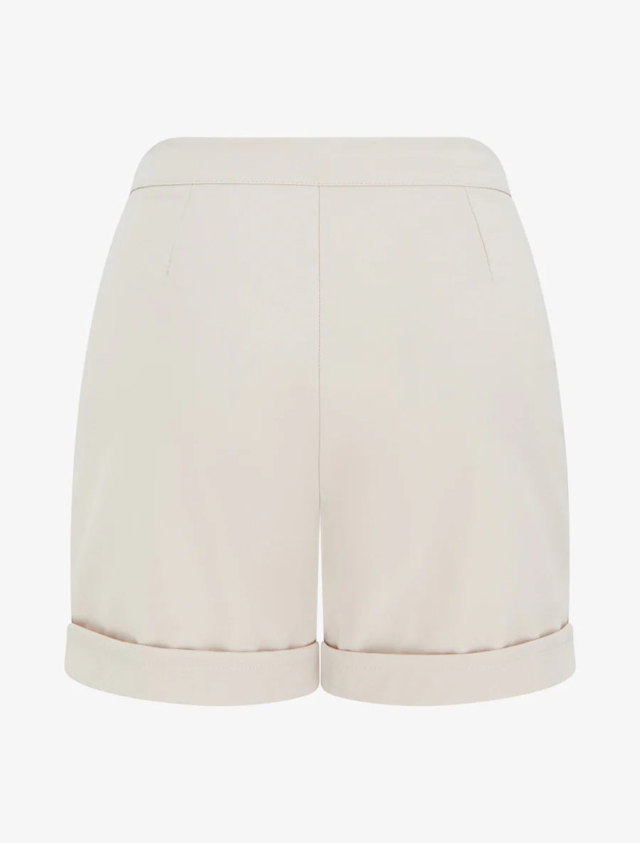 Short uni taille haute - Beige - Image 2