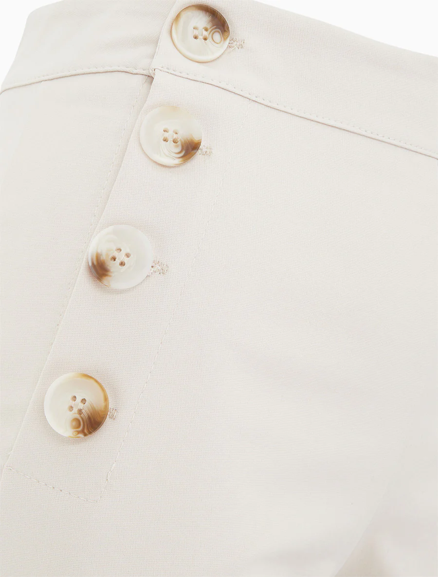 Short uni taille haute - Beige - Image 3