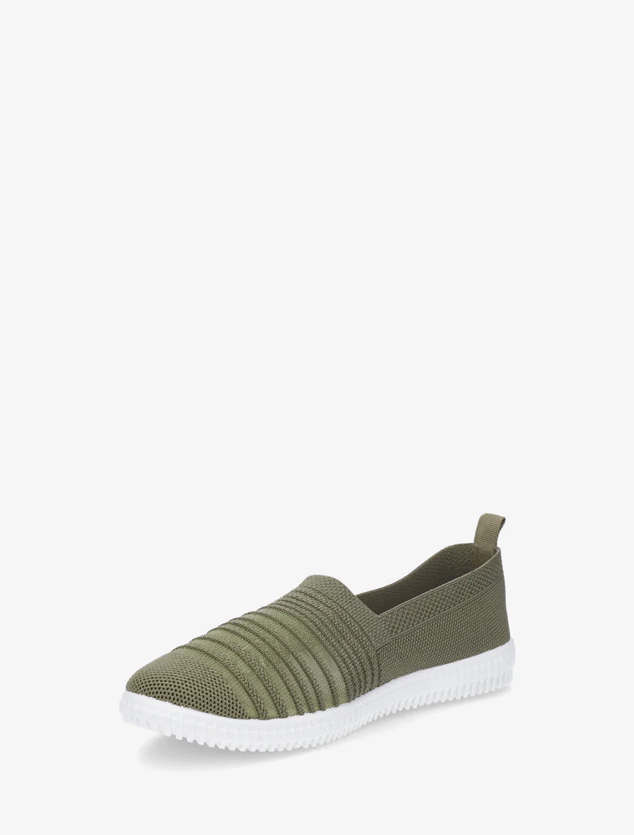 Slip-on en maille ajourée rayée - Kaki - Image 3