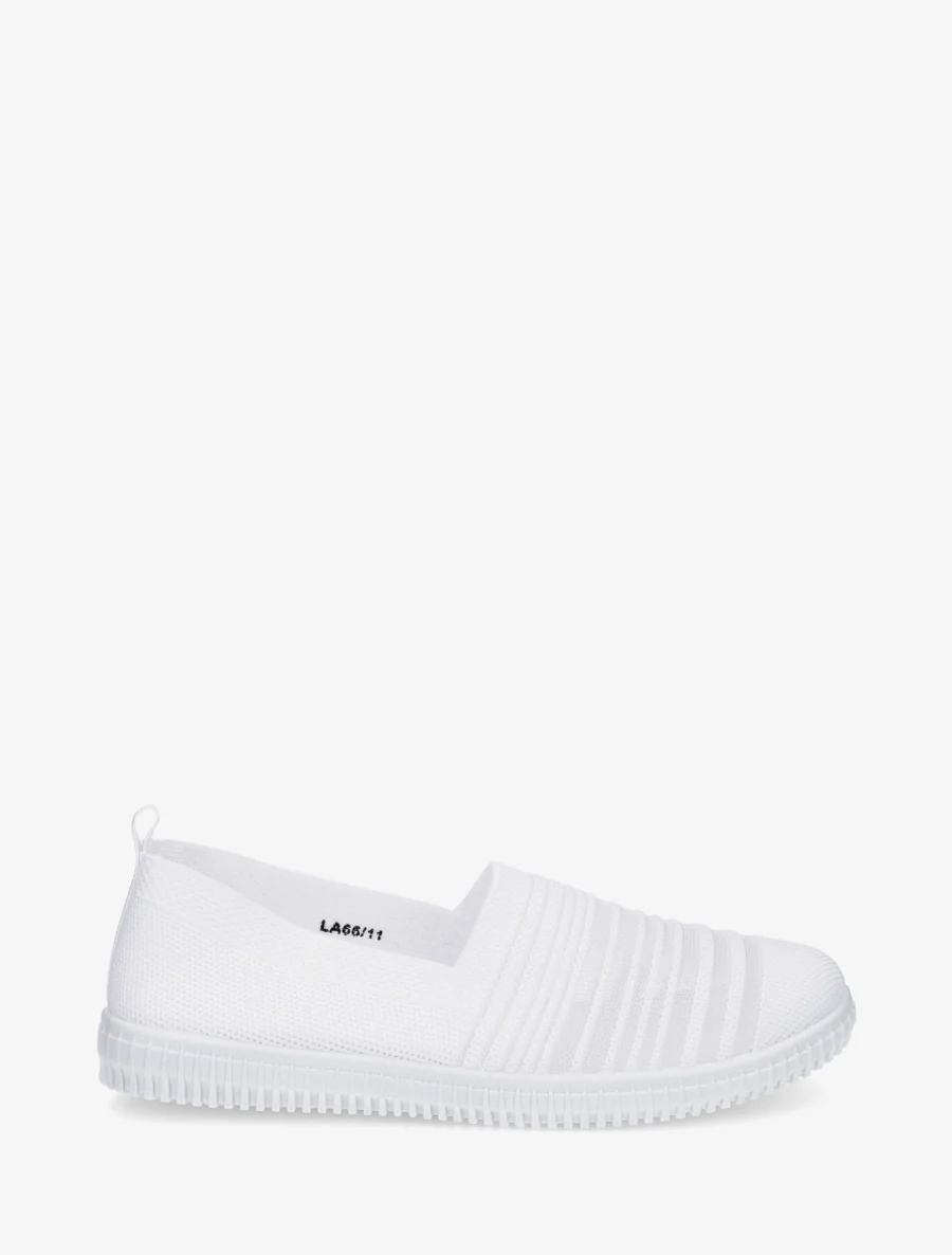 Slip-on en maille ajourée rayée - Blanc