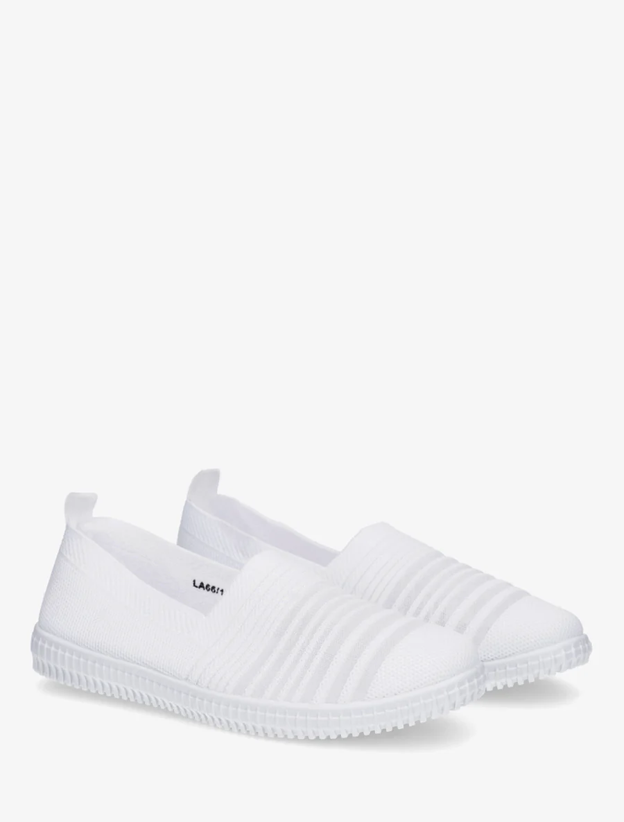 Slip-on en maille ajourée rayée - Blanc - Image 4