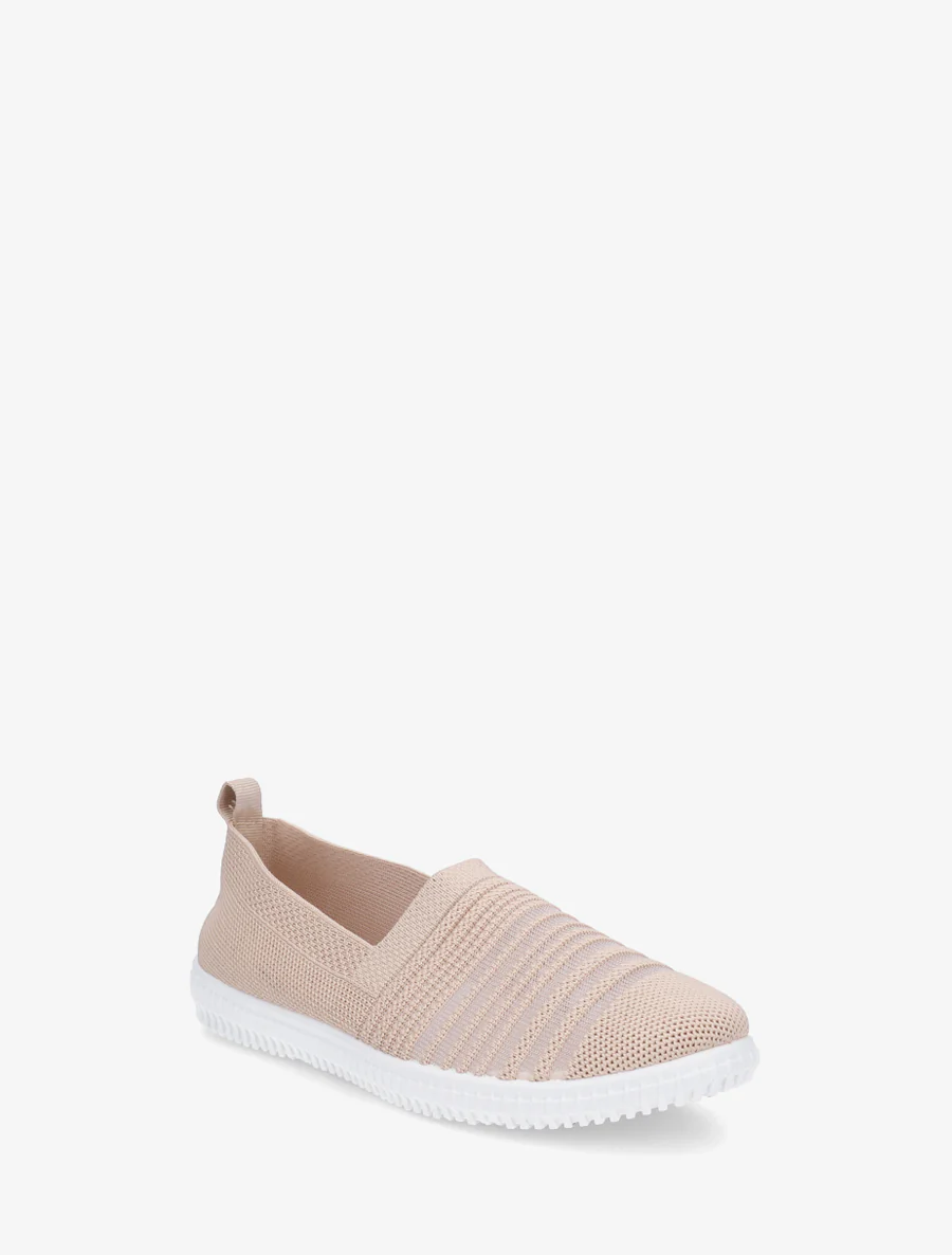 Slip-on en maille ajourée rayée - Beige foncé - Image 2