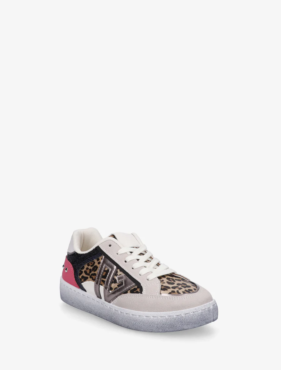 Sneakers à bande pailletée et contrefort clouté - Marine - Image 2
