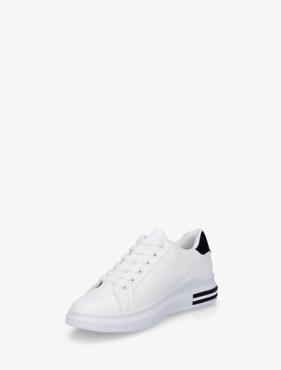 Sneakers à bandes et contrefort contastant - Noir - Image 3