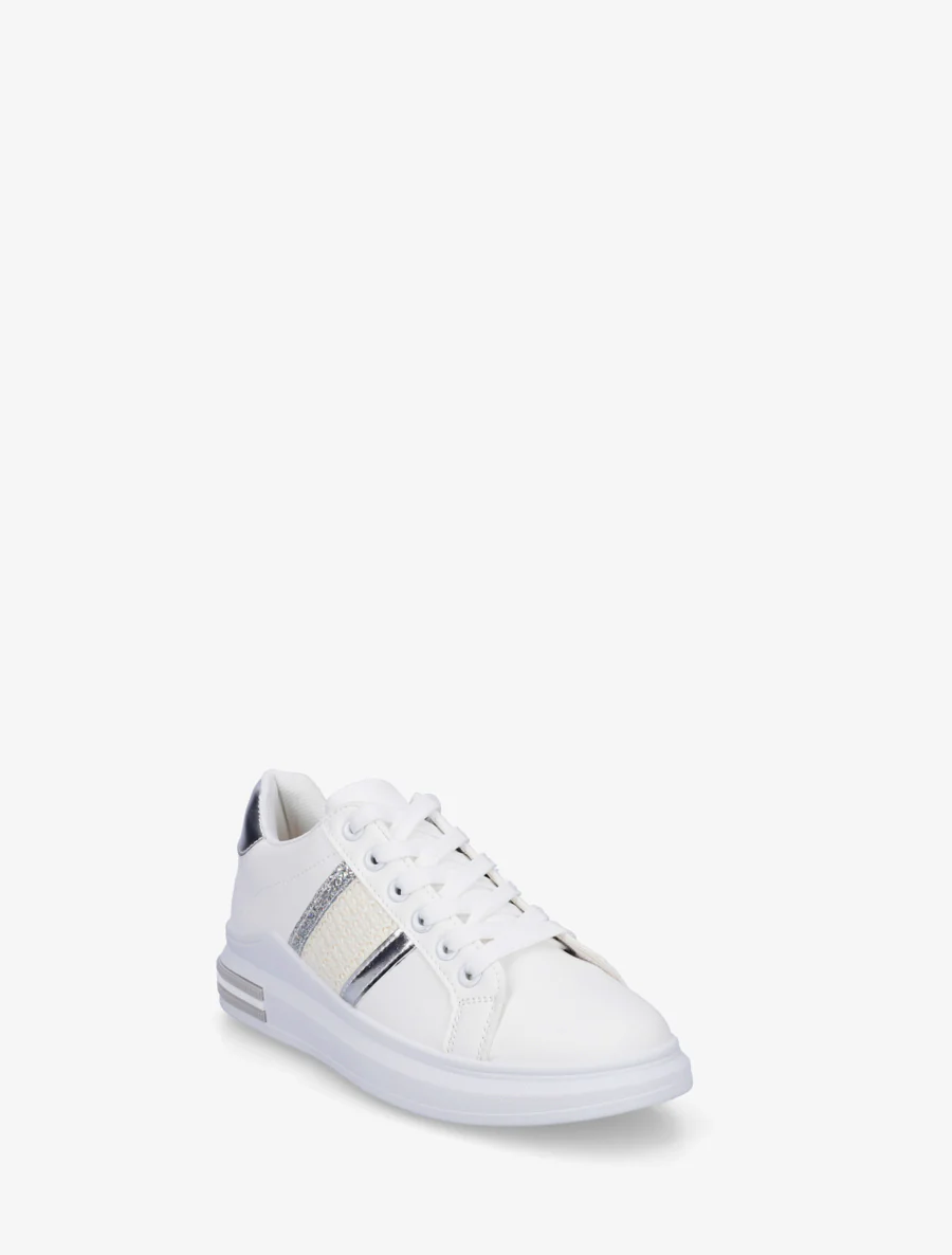Sneakers à bandes et contrefort contastant - Argent - Image 2