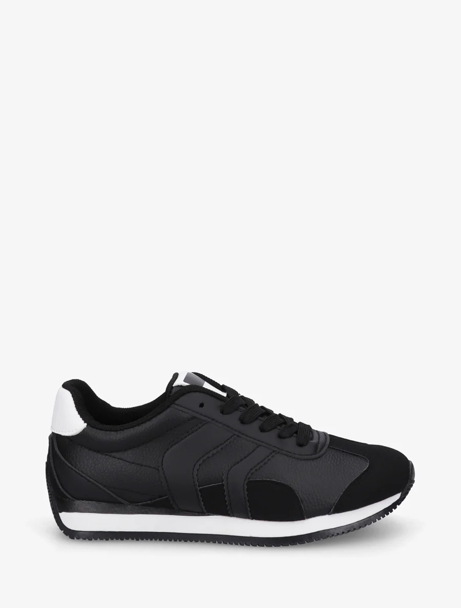 Sneakers à contrefort contrastant et double lacets - Noir