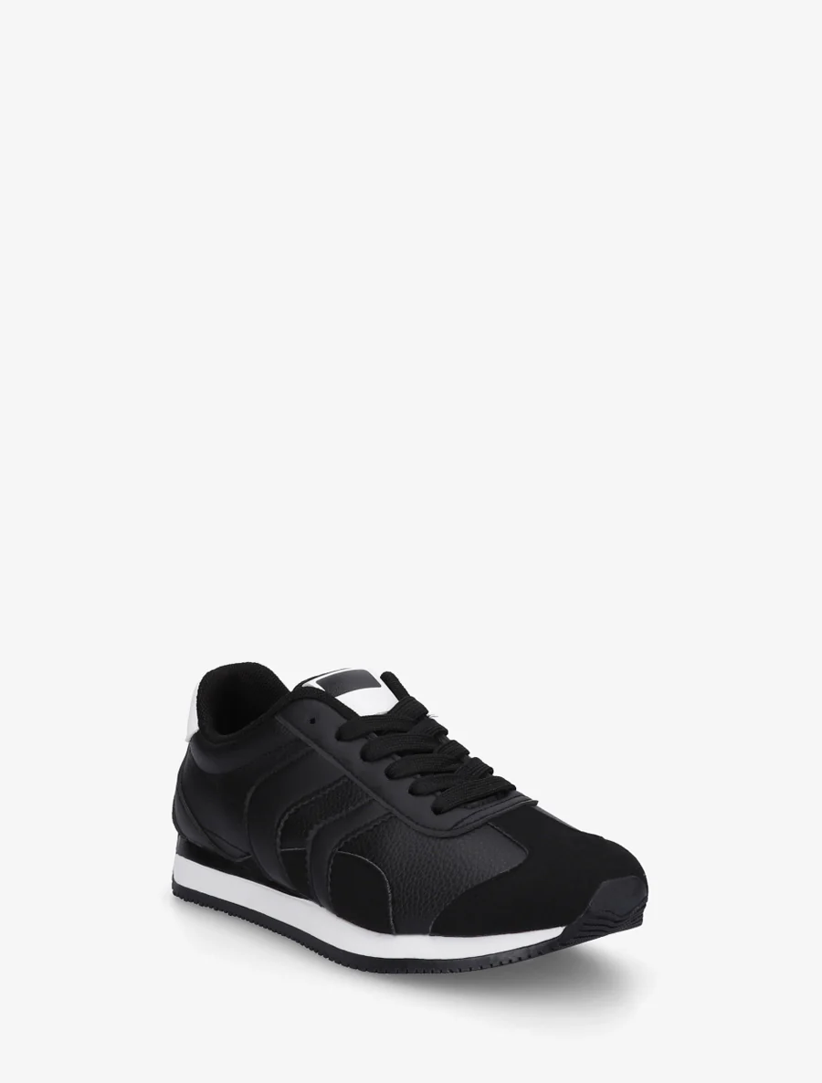 Sneakers à contrefort contrastant et double lacets - Noir - Image 2