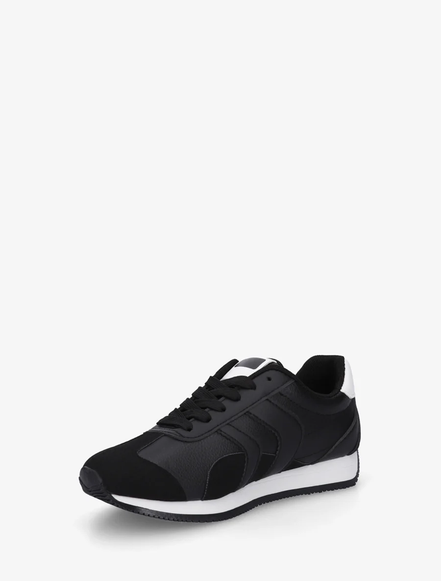 Sneakers à contrefort contrastant et double lacets - Noir - Image 3