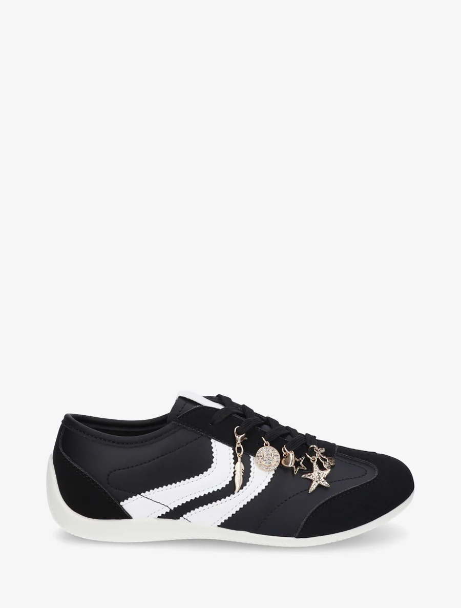 Sneakers à empiècement bijoux dépareillés - Noir