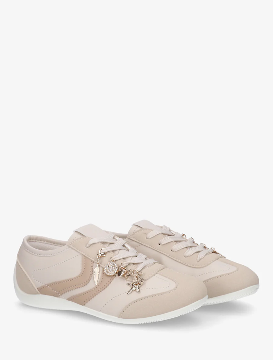 Sneakers à empiècement bijoux dépareillés - Beige - Image 4