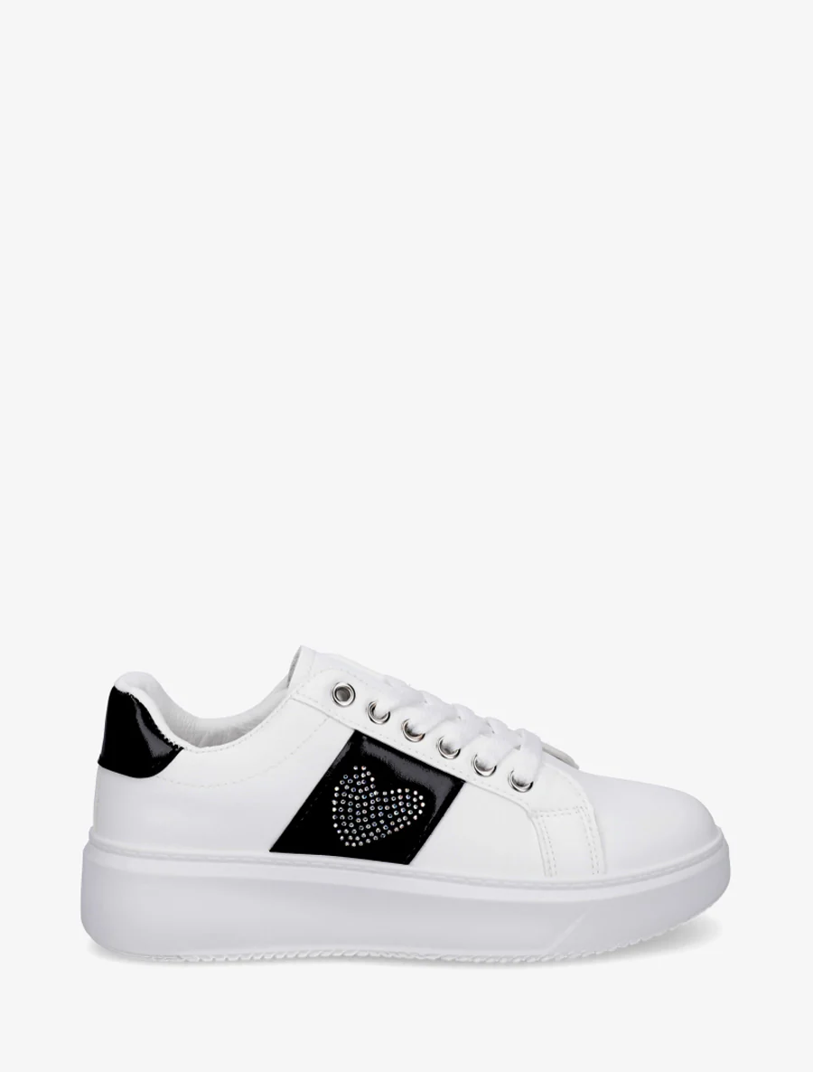 Sneakers à empiècement coeur strassé - Noir