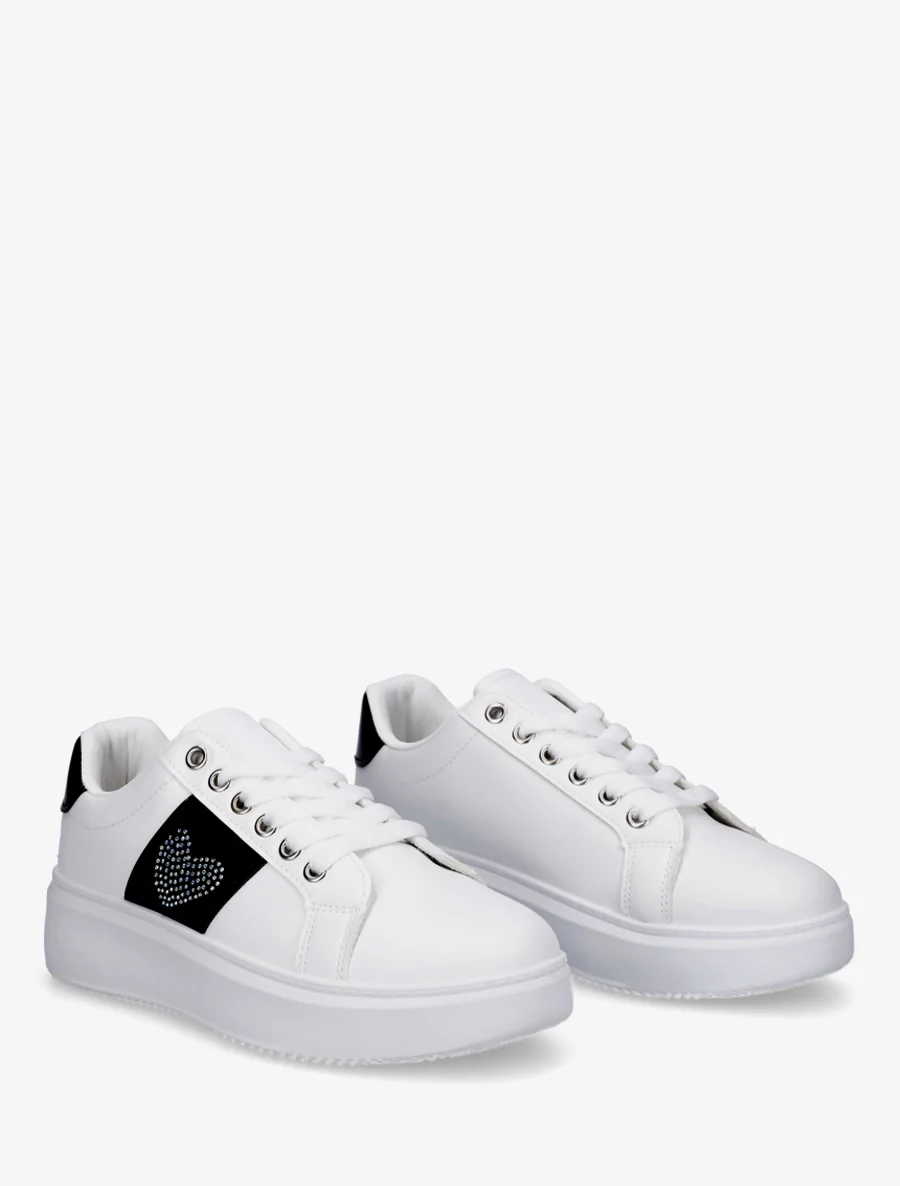 Sneakers à empiècement coeur strassé - Noir - Image 4