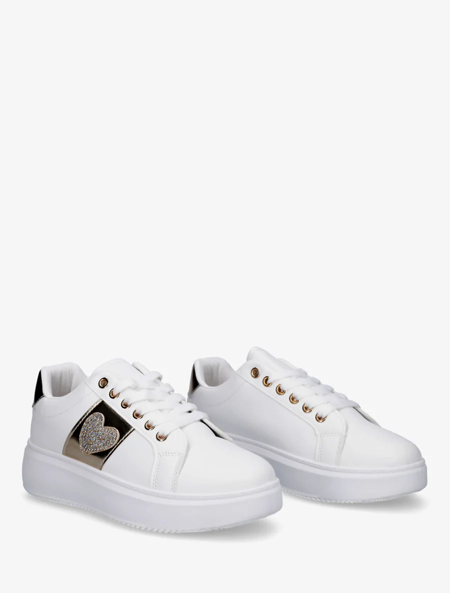 Sneakers à empiècement coeur strassé - Or - Image 4