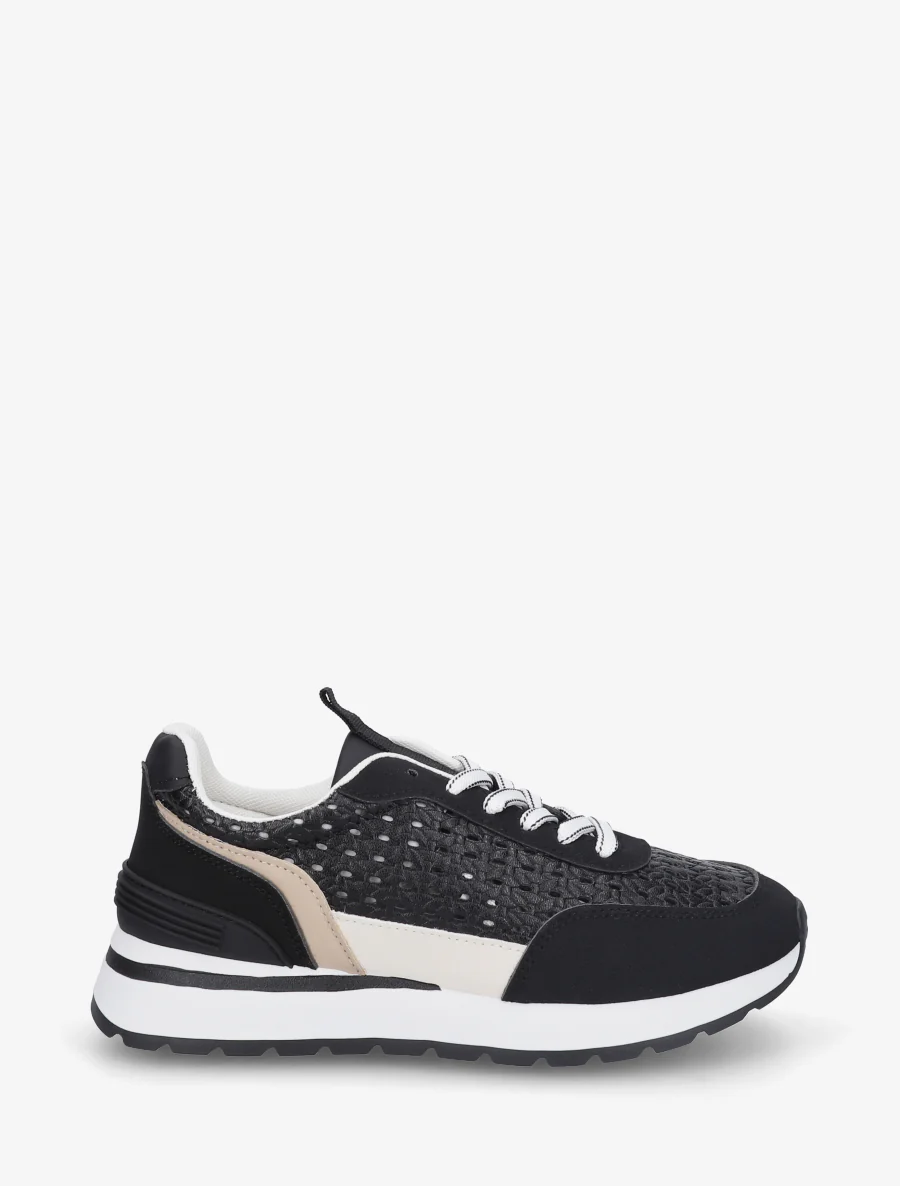 Sneakers à empiècement effet macramé - Noir