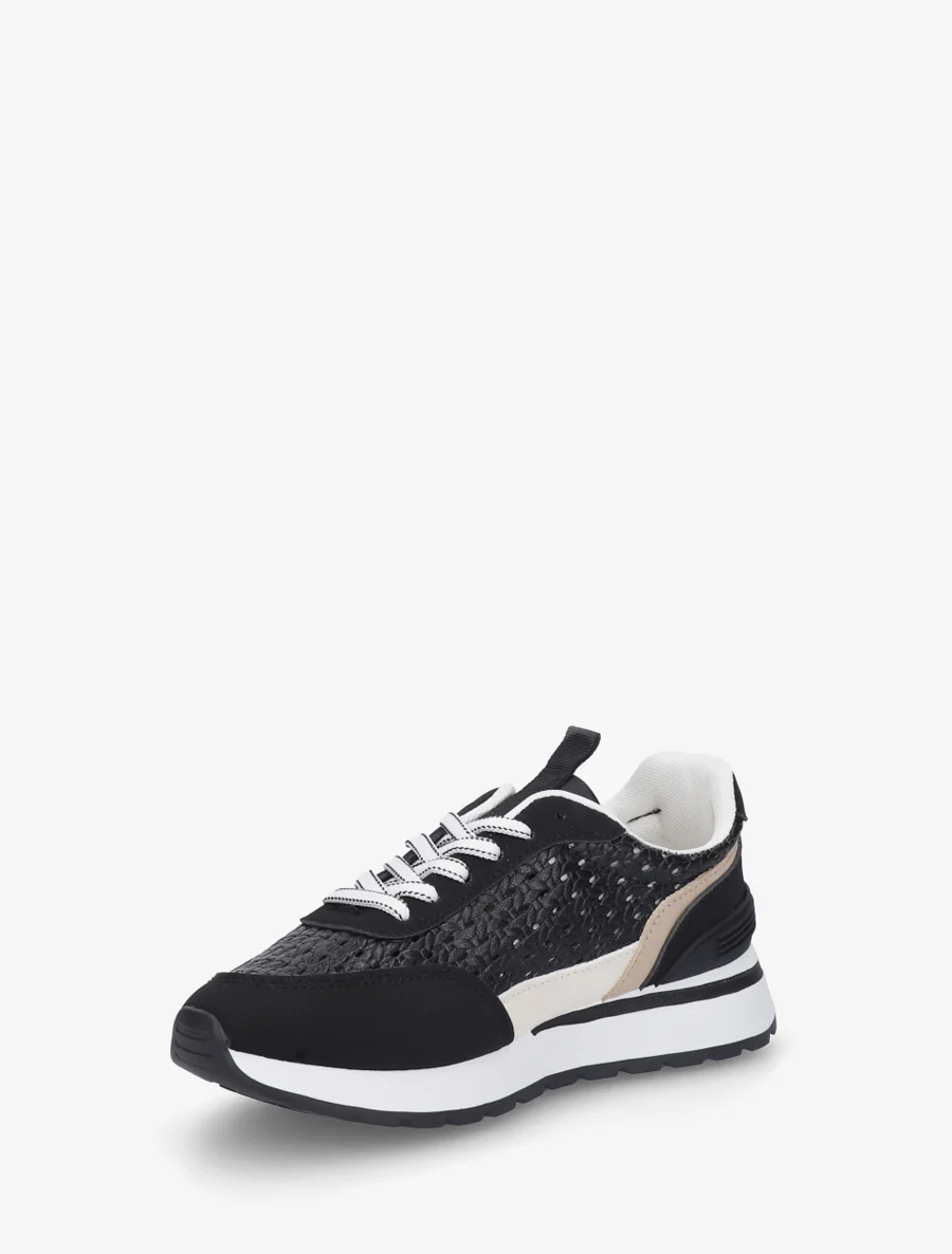 Sneakers à empiècement effet macramé - Noir - Image 3